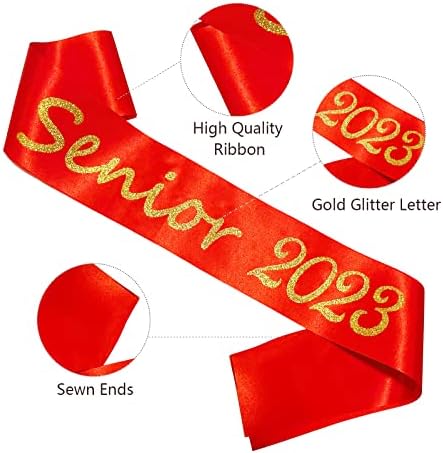 Senior Szárny 2023, Piros 2DB Érettségi Szárny, Arany Glitter Levelet Végre Végzett pom-Pom lány Fél Ünnepi Dekoráció