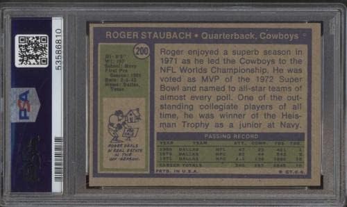 200 Roger Staubach RC - 1972 Topp Labdarúgó-Kártyák (Csillag) Osztályozott PSA Auto - Dedikált NFL Labdarúgó-Kártyák