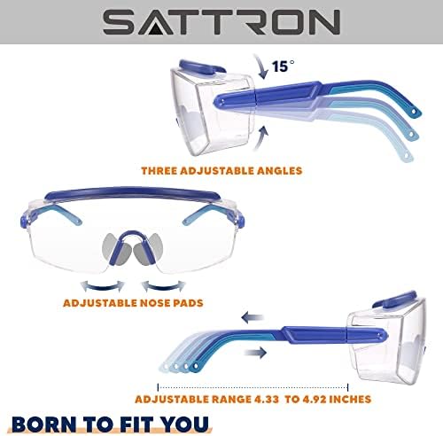 SATTRON Védőszemüveget Át a Szemüveg, Labor Biztonsági Szemüveg a Férfiak, a Nők, Állítható Anti-Köd Szem Védelmére Alkalmas Kapható