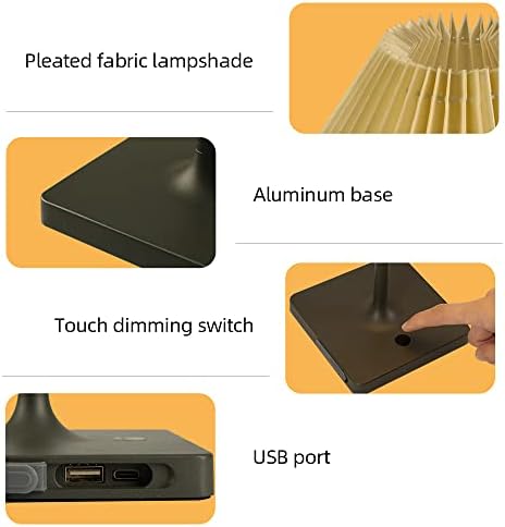 Aisilan elemes asztali Lámpa Vízálló, USB Töltő Port, Vezeték nélküli, Újratölthető asztali Lámpa, Érintse meg Szabályozható