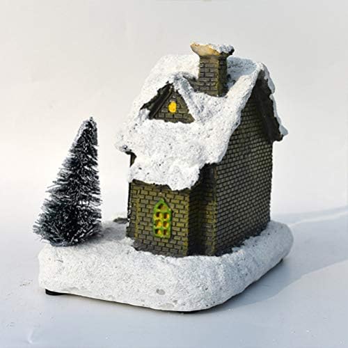 TENDYCOCO Karácsonyi LED Jelenet Hó Házakat a Faluban Gyanta Izzó Ház, gyűjteménybe való Figura Modell Apró Falu Ünnepi Asztal