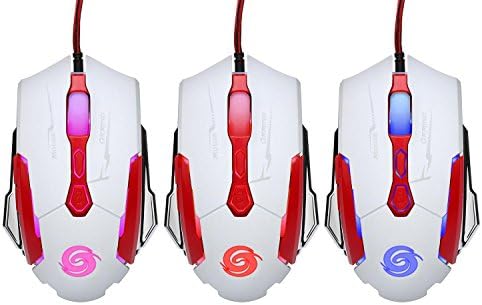 Gaming Mouse GINWFLY 3 Színek 4000 DPI Egér Állítható Optikai LED Gombok Egér, Fehér