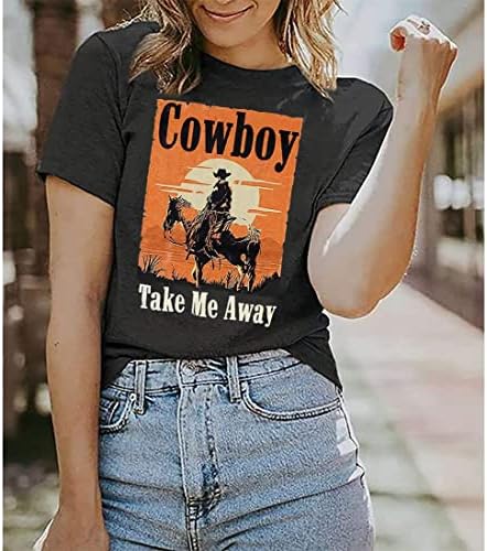 Cowboy Vigyél El Póló Női Western Cowboy Vintage Grafikus Póló Utazási Maximum