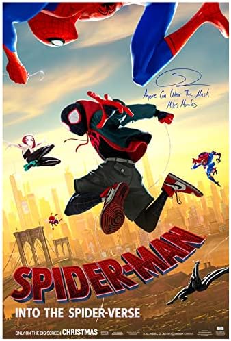 Shameik Moore Dedikált Spider-Man A Spider-Vers Eredeti 27x40 Film Poszter Különleges Felirat