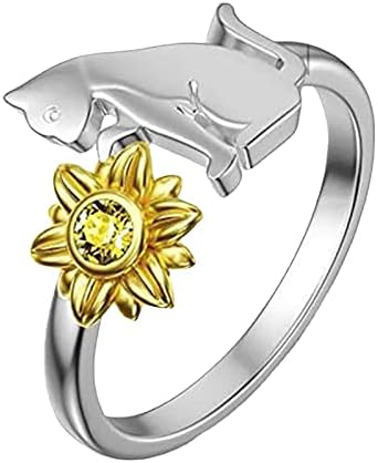 Személyre szabott v. Virág Gyűrű Aranyos Macska Gyűrű Édes Lány esztétikai Gyűrű Ajándék Egyszerű Gyűrű Lányok divatos Valentin napi ajándék