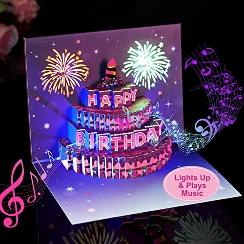 Yinqing Születésnapi Kártyákat, a Fény, a Mucis Születésnapi Torta Boldog Szülinapot Kártya, 3D felugró Születésnapi Ajándék Üdvözlő Kártya,