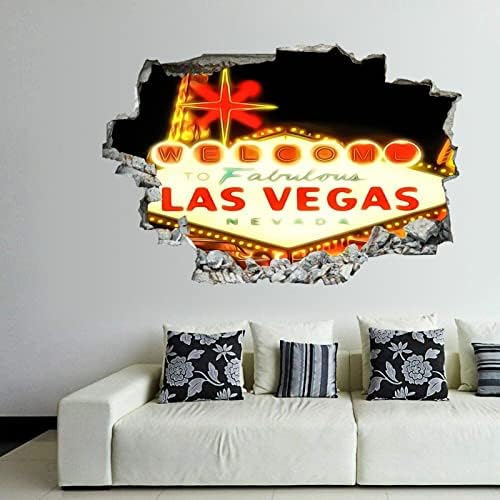 COCOKEN Amerikai Nevada Állam Las Vegas 3D-s Önálló adesive Cserélhető Törd Át A Falat Vinil falmatrica/Falfestmények Művészeti Matricák