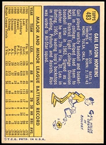 1970 Topps 483 Gail Hopkins Chicago White Sox (Baseball Kártya) EX White Sox