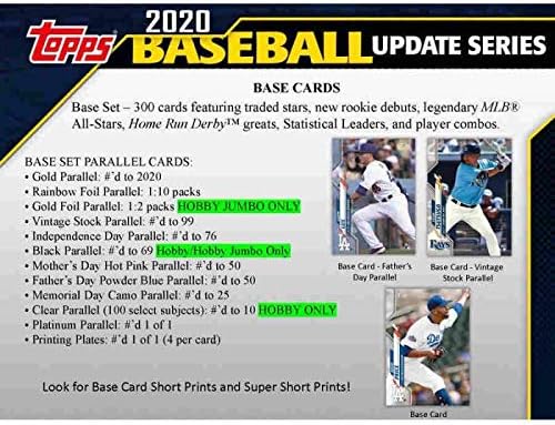 2020 Topps Frissítés Baseball Hobbi Box (24Packs/14 Kártyák 1 Ezüst Csomag: 1 Auto vagy Mem)