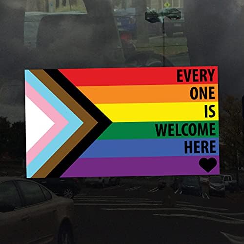 Alkalmazható Szójáték Minden Üdvözöljük a Haladás Pride Flag LGBTQ POC Transznemű Zászló - Vinyl Matrica 14 inch