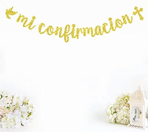Arany Glitter Mi Confirmación Banner - Szent Megerősítést, Dekoráció Esküvő, Lánybúcsú, Isten Áldja, A Keresztség Parti Dekoráció