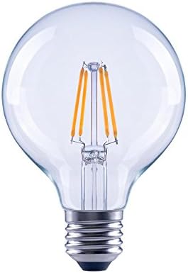 A globális Érték Világítás FG-03182 60 Wattos Egyenértékű G25 Egyértelműen üvegszál Szabályozható Vintage LED Izzó, 6-Pack