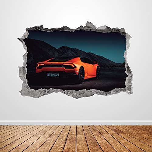 Lamborghini Fali Matrica Művészeti Összetört 3D Grafikus Narancs Sport Versenyautó Fali Matrica Freskó Norvégia Poszter Szoba