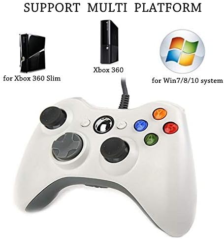 Reiso Xbox 360 Controller, 7.2 ft USB Vezetékes Vezérlő Gamepad Kompatibilis a Microsoft Xbox 360 & Slim 360 PC, Windows 7 (Fehér)