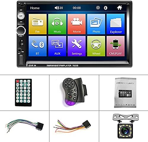 Podofo Dupla Din autórádió, Bluetooth, 7 Hüvelykes érintőképernyő autórádió MP5 Lejátszó Támogatja az FM-Rádió/AUX/Mirror Link/Kormánykerék