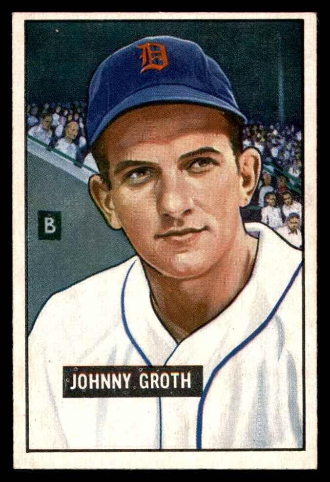 1951 Bowman 249 Johnny Groth Detroit Tigers (Baseball Kártya) EX/MT Tigrisek