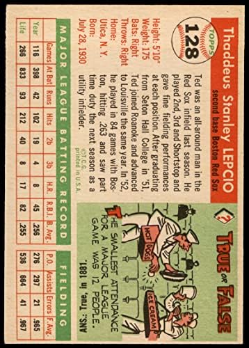 1955 Topps Baseball 128 Ted Lepcio Kiváló (5, 10) által Mickeys Kártyák