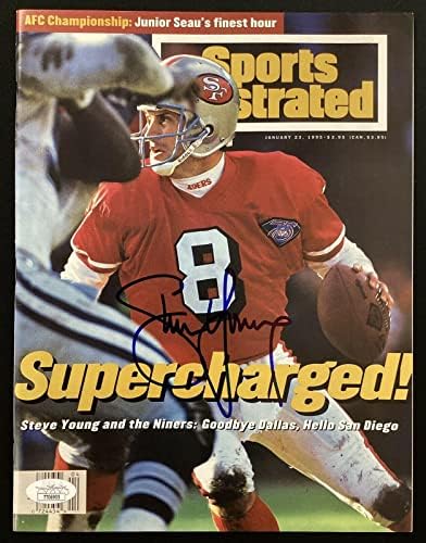 Steve Fiatal Aláírt Sports Illustrated 1/23/95 Nincs Címke 49ers Autogramot HOF SZÖVETSÉG - Dedikált NFL Magazinok