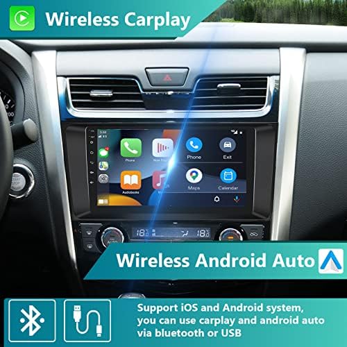 a Nissan Altima 2013-2018 Podofo Android Autó Sztereó Támogatja a Vezeték nélküli Carplay/Android Auto, 9 hüvelykes Érintőképernyő, WiFi GPS