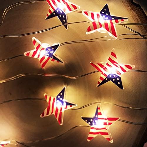 A függetlenség Napja String Fények, a július 4-i Ünnepi Dekoráció LED String Fények, elemes LED String Világítás Távirányítóval