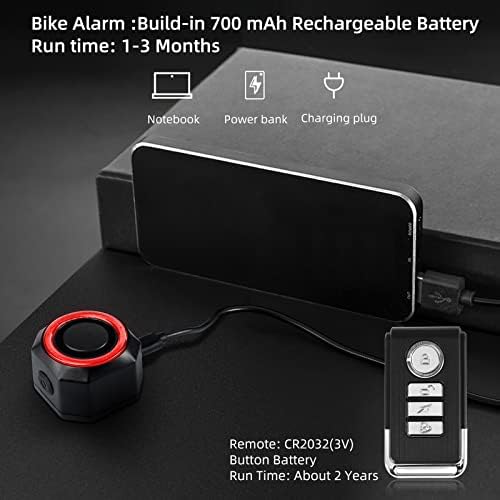 Rupse Újratölthető Kerékpár Riasztó Anti-Theft hátsó Lámpa Távoli, Vezeték nélküli USB-Riasztó Rendszer Kerékpár，Vízálló 110dB Hangos