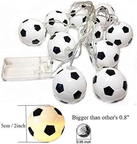 2 Csomag elemes Foci String Fények,5 méter 10 LED,Meleg Fehér, illetve Színes Futball-Labda tündérfény a vb-Parti Dekoráció