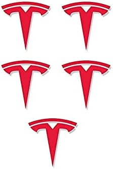 CoolKo Tesla Model 3 & Modell Y Center Kap Kerék Felni Logó T Jelkép Matricák Matricák 5 Darab [Piros]