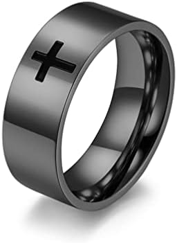 SZÍNES BLING 8 mm-es Férfi Cross Gyűrű Rozsdamentes Acél Vallási Gyűrűk Keresztény Ima Gyűrű a Párok, Kereszt, Esküvői Zenekar, Férfi Méret