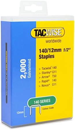 Tacwise 1419 140/12 mm-es Horganyzott Kapocs, Pack 2000, Ezüst, 2000 Darab