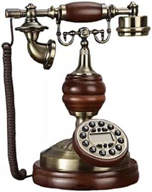 ZLXDP Antik Vezetékes Telefon Retro Haza a gyorstárcsázás Tömör Fa Vezetékes Telefon Kék Háttérvilágítás+Kihangosító+Hívófél-AZONOSÍTÓ (Szín