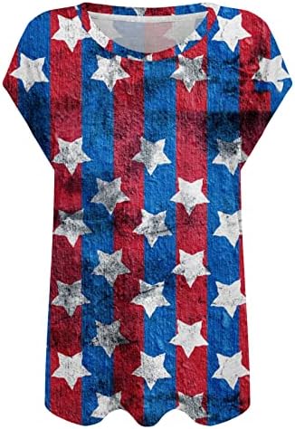 A nők július 4 T-Shirt Amerikai Zászlós Póló Maximum Csillagok Csíkos Rövid Ujjú USA Hazafias póló Blúz Tunika