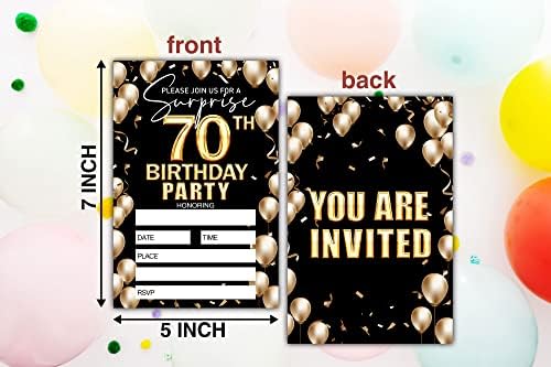 70 Szülinapi Meghívó - Fekete-Arany Szülinapi Meghívót - Születésnapi Meghívót Ötletek Felnőtt Nő, illetve Férfi - 20 Fill-in meghívók 20