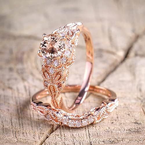 2023 Rose Arany Gyémánt Gyűrű Szett Nők számára Eljegyzési Gyűrű, Ékszerek, Ajándékok Alkalmi Gyűrű (Rose Gold, 6)