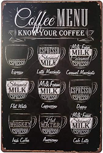 SUDAGEN Kávé MENÜ Fém Jelek Vintage Tudom, hogy A Kávé Adóazonosító Jel Kávézó Bár Otthon Fali Dekoráció (Kávé MENÜ)