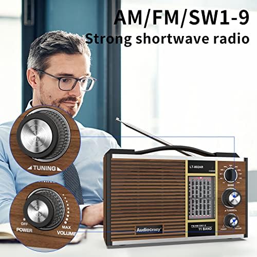 Hordozható Rádió AM/FM/SW1-9 Rádió Tranzisztoros Rádió HÁLÓZATI vagy elemes a Legjobb Vétel Nagy Hangszóró, Pontos Tuning