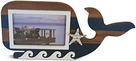 Ház a tónál Bálna Témájú Dual-Színes Kép Keret Dekor Szomorú Rusztikus Design, hullámbádog Akcentussal által Parti Tengeri (1 Darab)