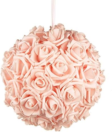 Fél Spin Lágy Hab Rózsa Virág Csók Labdát Esküvői Asztaldísz, 10 hüvelykes (Világos Rózsaszín)