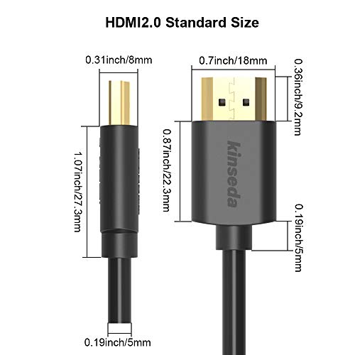 kinseda 4K-HDMI Kábel 5ft nagysebességű 18Gbps 2.0 HDMI Kábel Támogatja a 4K 60Hz UHD 2160p 1080p 3D HDR Ethernet Audio Return（ARC）