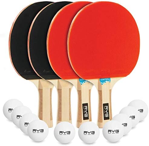 Emelje Fel A Játék Ping-Pong Lapát Szett - 4 Játékos Prémium Asztalitenisz Ütő Csomag, 10 Szakmai Játék Labdák, Anti-Slip