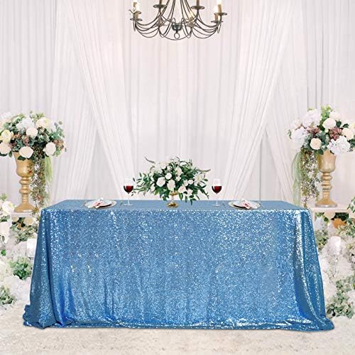 Fanqisi Sequin abrosz Baba Kék Glitter Csillogó asztalterítő 50x102 Hüvelyk Baby Shower Esküvői Fiúk Születésnapi Party Asztal Dekoráció