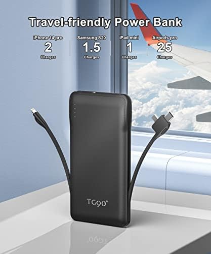 TG90° mobiltelefon Külső Akkumulátor Csomag 10000mAh Power Bank-ban Épült Villám Kábellel Hordozható Töltő Akkumulátor Tartalék Kompatibilis