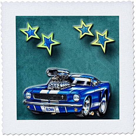 3dRose qs_128830_2 Fújt Mustang Klasszikus versenyautó, a Csillagok, A Klasszikus Autó Szerető Paplan Tér 6 6-Inch