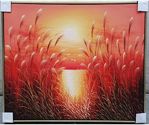 NorthPada Festmények Kézzel készített Vászon Keretes Reed Sorozat Táj Őszi Betakarítás 23.6 inch x 19.6 inch