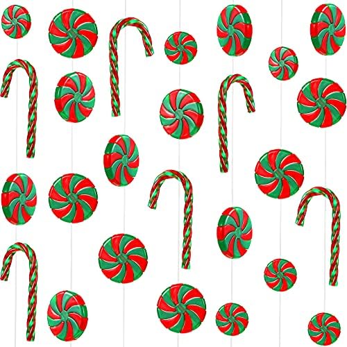 WILLBOND 48 Db Karácsonyi nyalókát Candy Örvény Garland Műanyag Candy Dekoráció Fa Candy Dekoráció Candy Garland Díszek