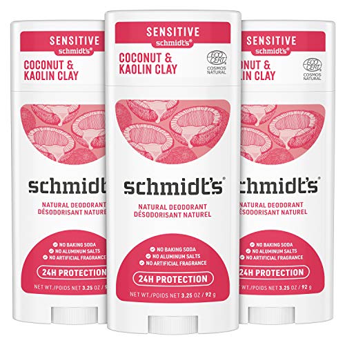 Schmidt Alumínium Mentes Természetes Dezodor a Nők, mind a Férfiak, Kókusz & Agyag, Kaolin, Érzékeny Bőr a 24 Órás Szag Védelem, Minősített