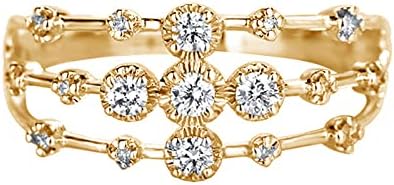 VEFSU Divat Női Gyémánt Áttört Gyűrű Cirkon Eljegyzési Gyűrűt Lábujj Gyűrű Készlet (Ezüst, 9)