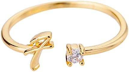 2023 Új Arany Személyre szabott Strasszos 26 Kezdeti Gyűrű, Ékszerek, Személyre szabott Eredeti Levél Nyitott Gyűrű Gyémánt Strasszos Gyűrű