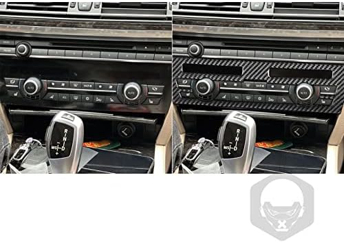 PJFUS Szénszálas Autó Belső Dekoráció Központ Ellenőrzési Multimédia CD-Lejátszó Panel AC légkondícionáló Beállító Gomb Keret Trim