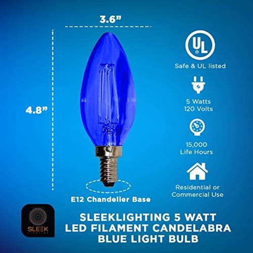 SLEEKLIGHTING 5 Watt E12 LED-Végtelen szálból készült Gyertyatartót Kék Villanykörtét, (60W Izzó Csere) Csillár Torpedó Tipp,