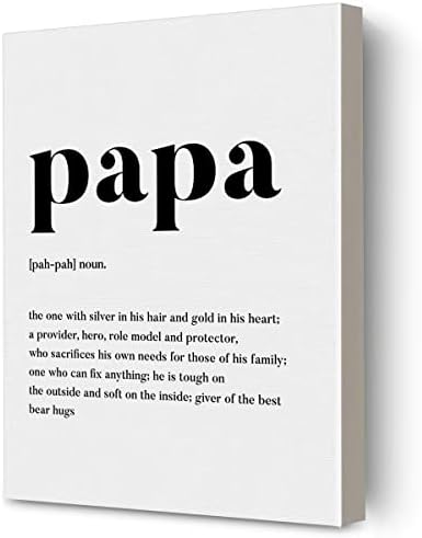 Papa Meghatározása Keretes Vászon Haza Wall Art, Modern Papa Grafika Nyomtatás Festmények Poszter 12 x 15, Tökéletes Nagyapa